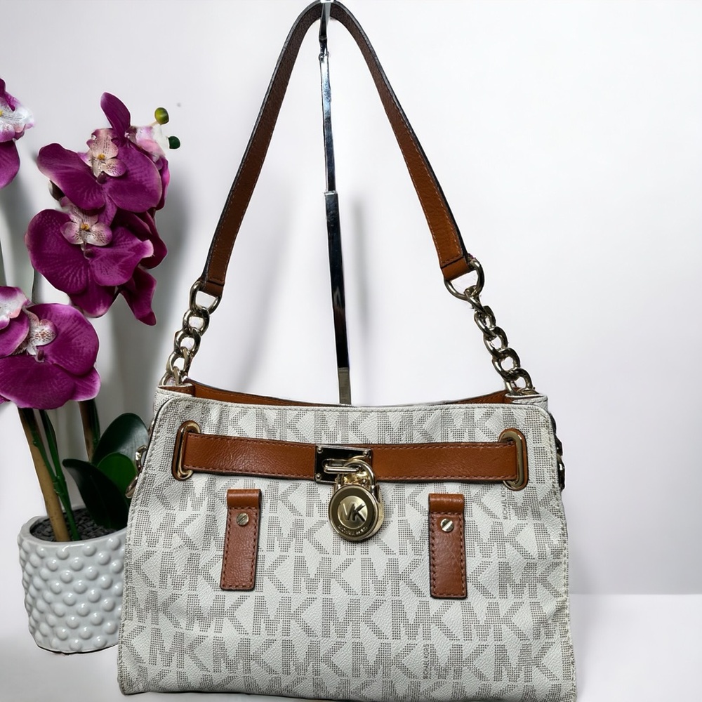 Authentic Michael Kors Hamilton Monogram Medium Leather Tote Satchel w/ COA ECU